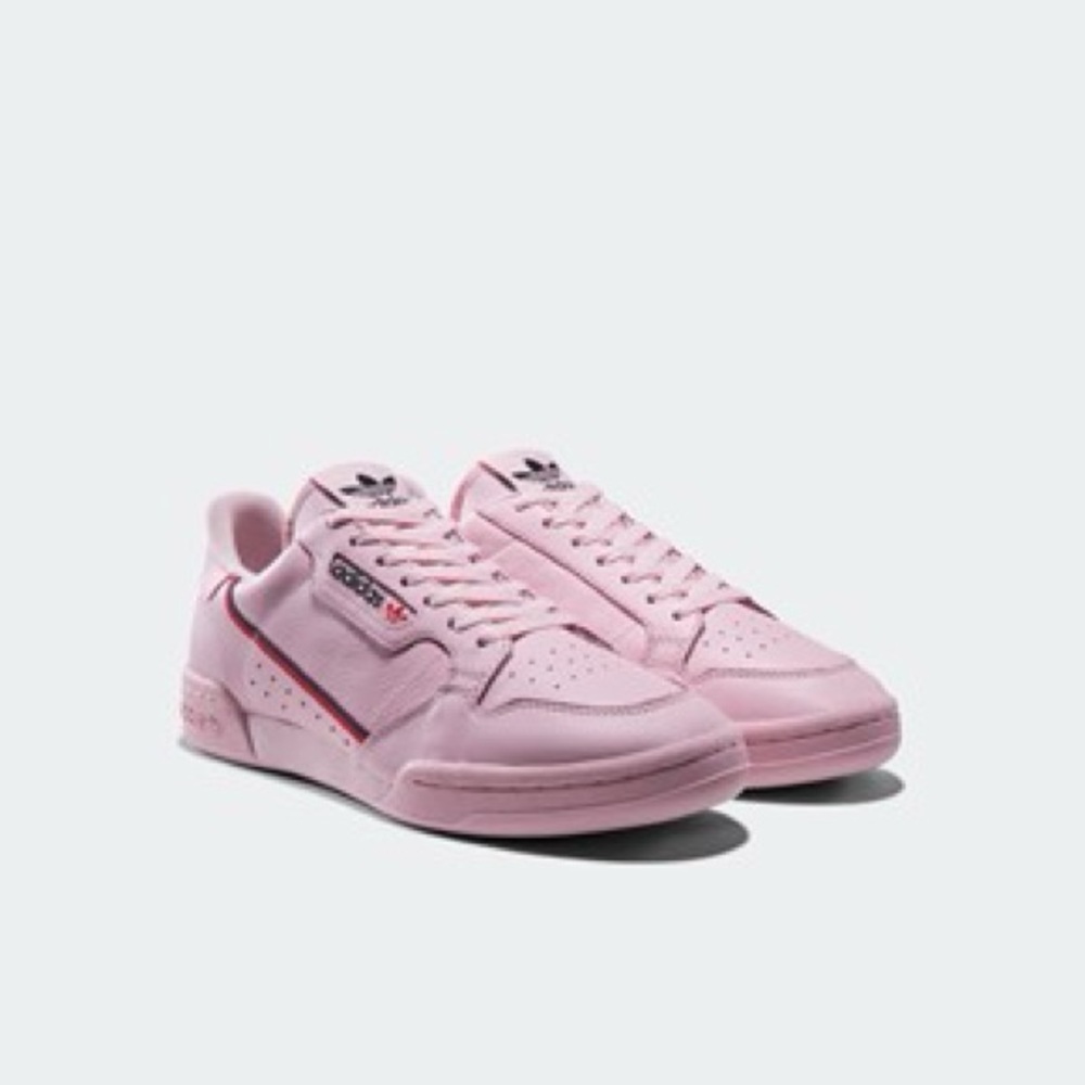 Adidas Light Pink Sneakers with Red and Black Accents